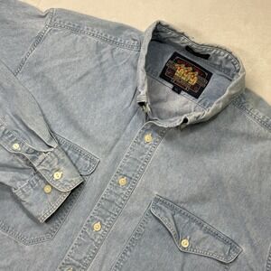 Vintage Chaps Ralph Lauren Button Down Denim Shirt Size XL Hip Hop Preppy 90s